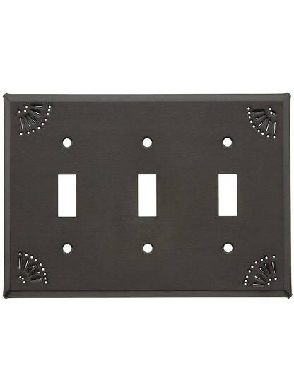 Pierced Country Tin Triple Toggle Switch Plate in Country Tin.